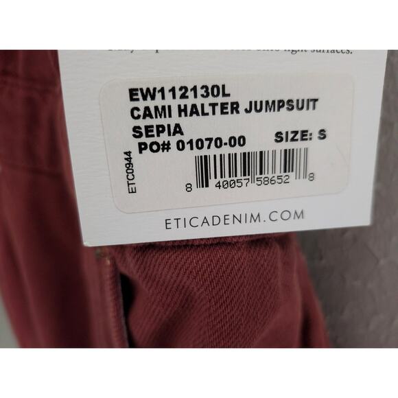 NWT Etica Sepia Cami Halter Jumpsuit Size Small Sustainable Women’s One-Piece - Picture 7 of 10